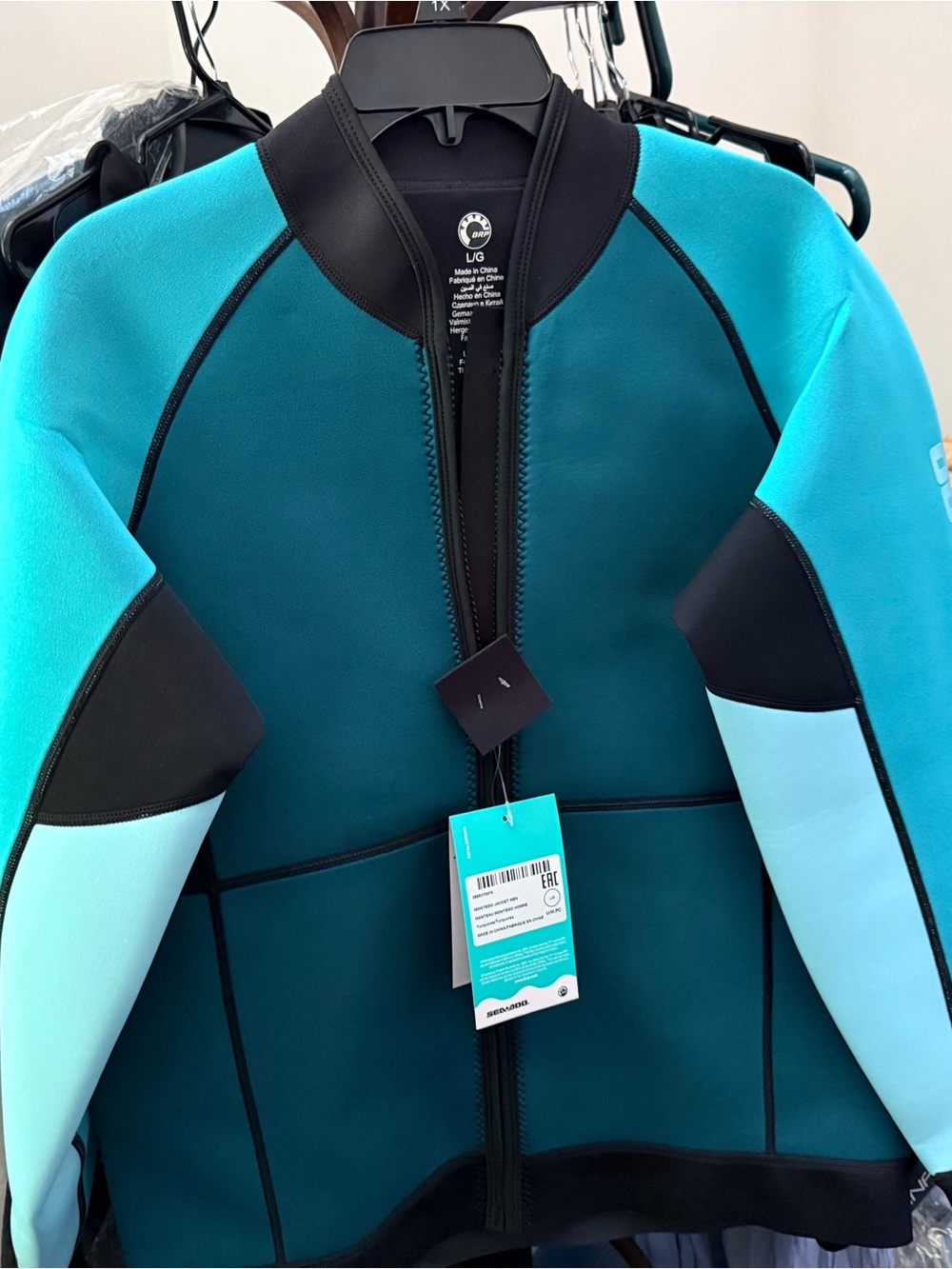Men's Teal and Light Blue Neoprene Jacket - Performance Water Jacket